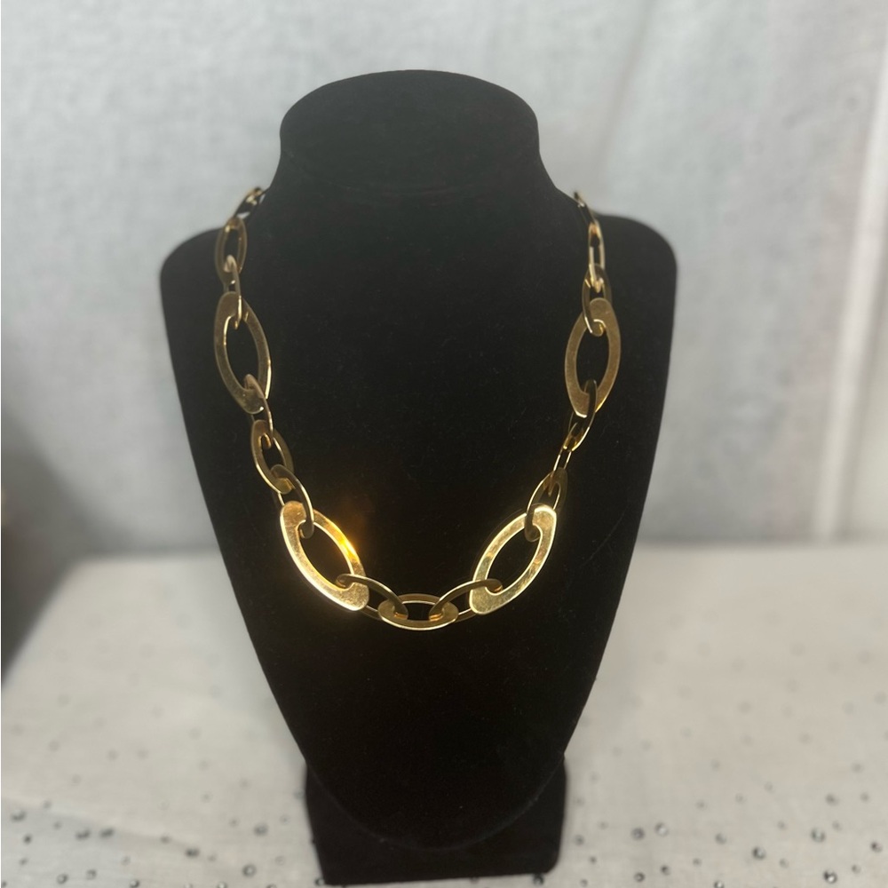 18K Gold Roberto Coin Chic & Shine Oval Links Necklace Sapphires-Ruby 18"